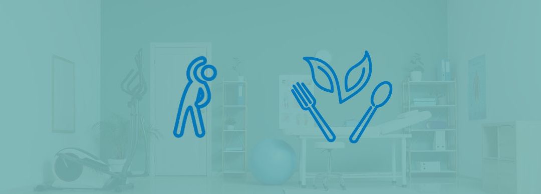 Bildet av grafikk med en som trener og sunn mat